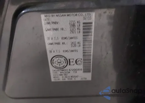 2015 Nissan Pathfinder Platinum/S/Sl/Sv из США, поврежденный, VIN 5N1AR2MM3FC650088